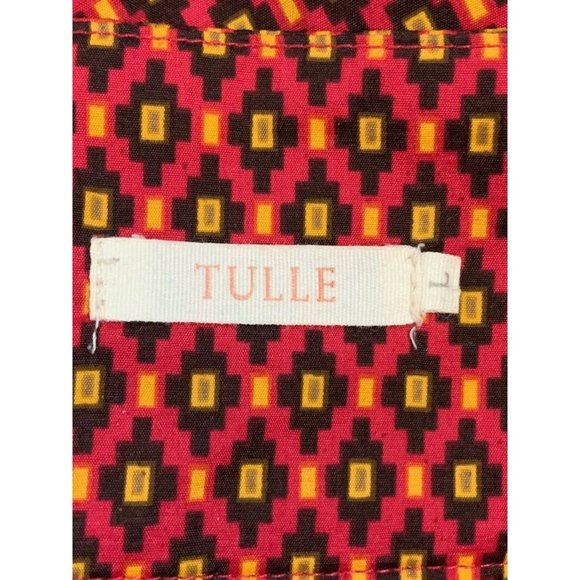 Large Tulle Red Diamond Pattern Mini Skirt Lined Back Zip 19" Length - Picture 7 of 7